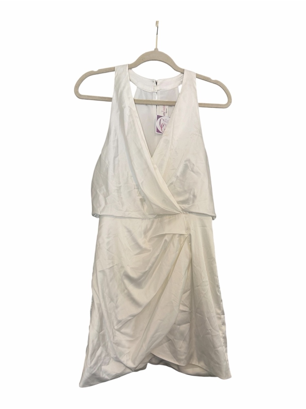 Chic White Sleeveless Draped Mini Dress